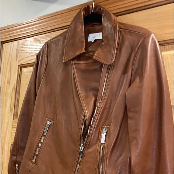 REISS Blair Leather Biker Jacket - Picture 5 of 12